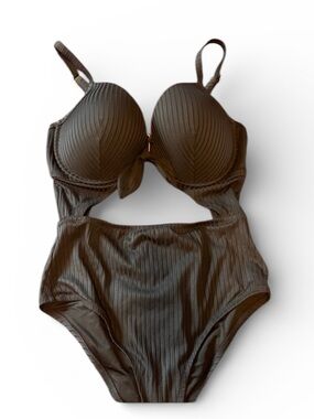 NWT! Shade & Shore Black Ribbed One-Piece